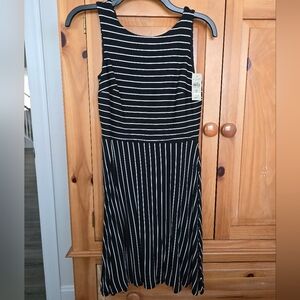 BRAND NEW WITH TAGS LOFT Black and White Striped Dress